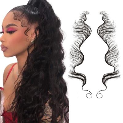 China Flexibility Hair Edges Tattoo Sticker Baby Hair Pony Tail Styles Temporary Tattoo Sticker Template Edges Bangs for sale