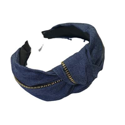 China Decoration fashion girls tie hair band girls denim tie headband hair accessories for sale