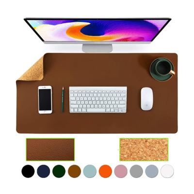 China Eco-Friendly Natural Cork PU Leather Desk Mat Office Computer Gaming Mouse Pads Double Sided Organic Bamboo Mouse Pads for sale