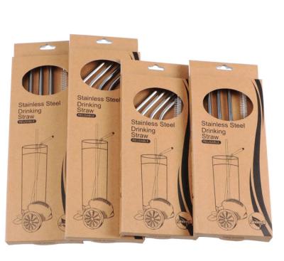 China Sustainable 304 Stainless Steel Straw 4pcs/set With Brush Straw Box Eco Friendly for sale