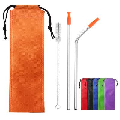 China Sustainable Eco Friendly Portable Stainless Steel Drink Straw Set With Brush And Silicone for sale