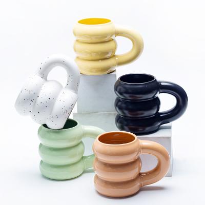 China Sustainable Luxury special shape matte nordic cappuccino cupdrinkware ceramic tea coffee cups porcelain mug for sale