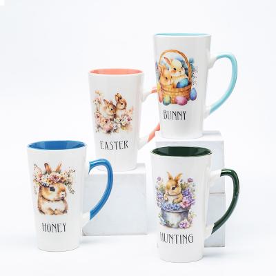 China Sustainable Easter Bunny Design Ceramic Mugs 360ml Eco-Friendly Drinkware for Coffee and Holiday Gifts Cute Home Decor for sale