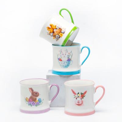 China Sustainable Classic Ceramic Tea Cups with Handgrip Easter Mug for Coffee and Tea Hot Sale Wholesale for Business Gifts and Travel Use for sale