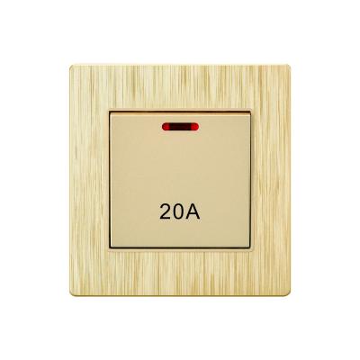 China PC + large copper panel with high quality wall 20A DP switch with indicator for sale