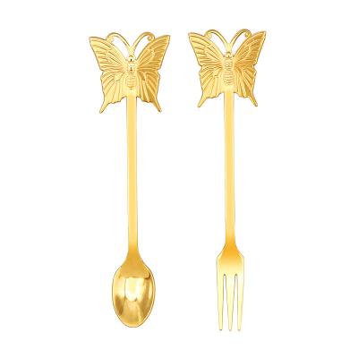 China Wholesale Butterfly Design Viable Spoon Fork 2 Pcs Flatware Stainless Steel Flatware Set for sale