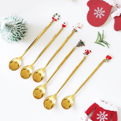 China New Viable Xmas Gift Gold Flatware Metal Camping Cutlery Spoon Fork Cutlery Set for sale