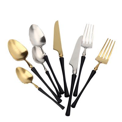 China Sustainable Quality Stainless Steel Dinner Set Low Price Guaranteed Luxury Gold Flatware Sets for sale