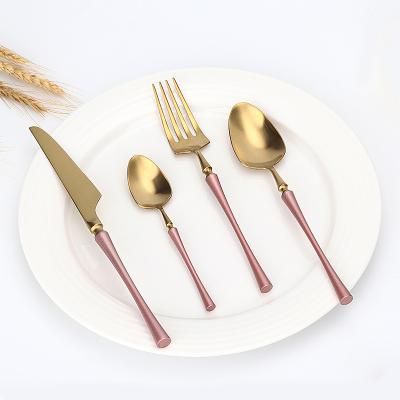 China Quality Silverware Knife Fork Spoon Knife Fork Matte Gold Set Dinner Flatware Guaranteed Viable Cutlery for sale