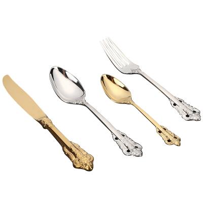 China Luxury Silverware Viable Flatware Flatware Dinnerware Emperor Style Kitchen Knife Fork Set for sale