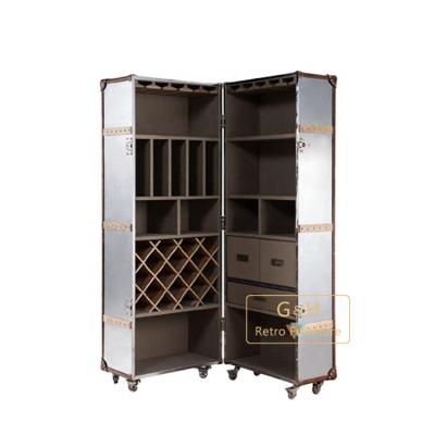 China Expandable Living Room Wine Cabinet Bar Living Room Furniture Stainless Steel Wine Cabinet for sale