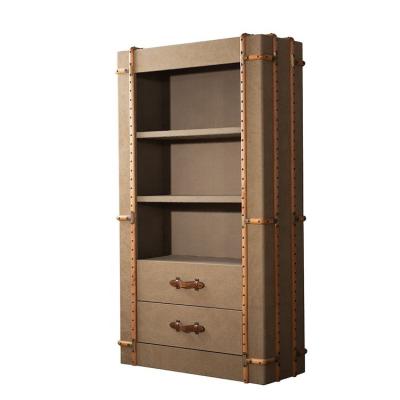 China leather+wood manufacturer home furniture modern design real wood bookcase L866 for sale