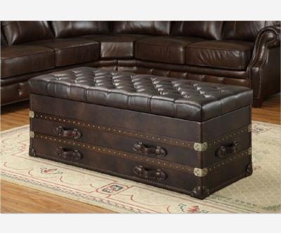 China Traditional Antique Leather Covered Coffee Table Trunk Coffee Table For Sale L893 for sale