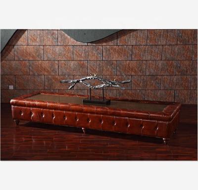 China Traditional luxury glass top antique leather coffee table coffee table L902 for sale