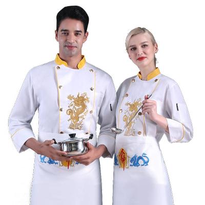 China restaurant & Polyester/Cotton Unisex Restaurant Bar Suit Chef Kitchen Chef Design Hotel Motel Restaurant Uniforms Uniform Jacket Cook for sale