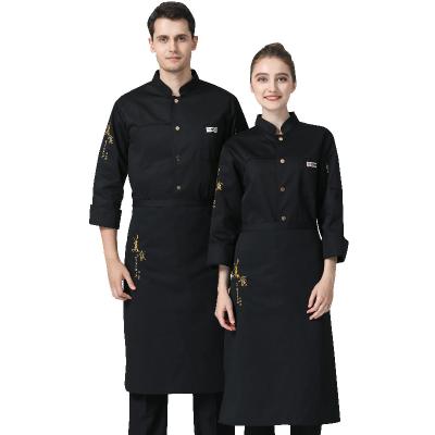 China restaurant & Custom kitchen black red white chef bar bule uniform jacket for sale