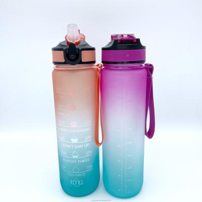 China Sustainable Hot Single Water Bottle With Rope , Frosted Plastic Spray Bottle Wholesale for sale