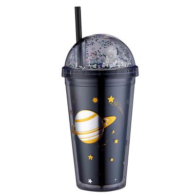 China Custom LOGO Travel Coffee Mugs With Office 16oz Portable Sustainable Plastic Portable Promotional Travel Cup Custom Straw for sale