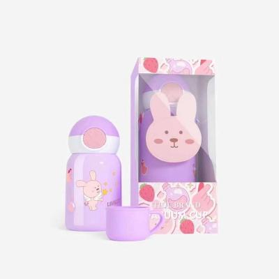 China Wholesale 450ml CutKids PORTABLE Vacuum Flask With Straw Stainless Steel Thermos Baby Thermos Flask Children Silicone Mug for sale