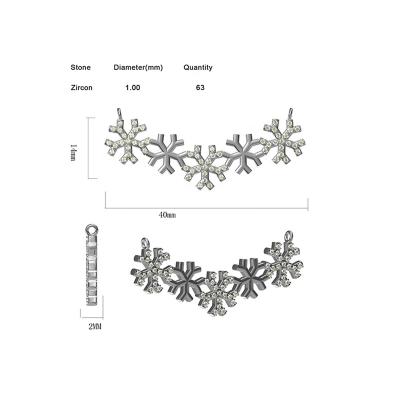 China FASHIONABLE CAD CZ Jewelry Making Gold Plated Ice Flower Shape Snow Chain Pendant for sale