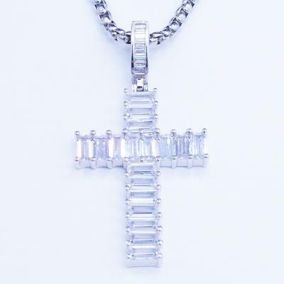 China Environmental friendly hip hop design full pave glazed zircon to cross pendant white gold plated cross pendant for sale