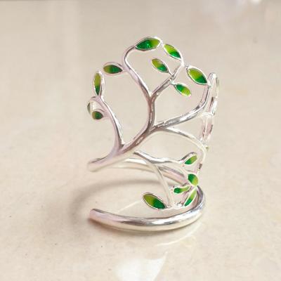 China New Fashion High Quality Green Resizable Style Tree Of Life Popular Woman Ring Jewelry For Daily Wear Sterling Silver for sale