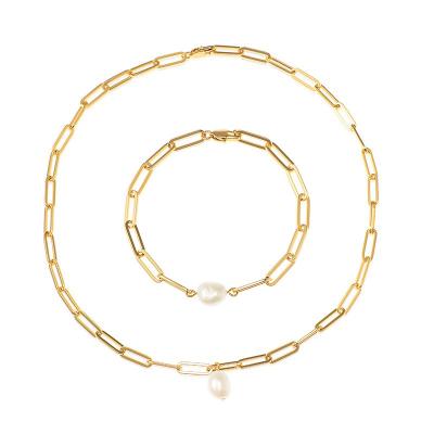 China Jewelry Set Jewerly Women Gold Plated Link Chains Necklace Bracelet Jewelry Set Bead Copper Toggle Bracelet for sale