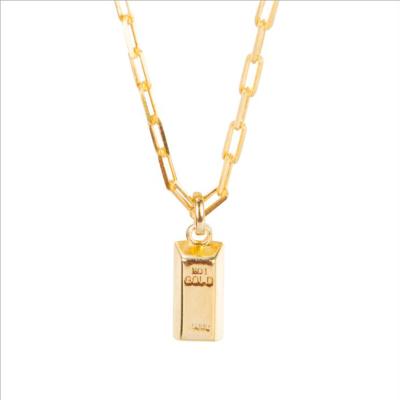 China FASHIONABLE Gold Plated 18k S925 Sterling Silver Thick Link Chain Gold Brick Necklace Women Gift Jewelry Pendant Necklaces for sale