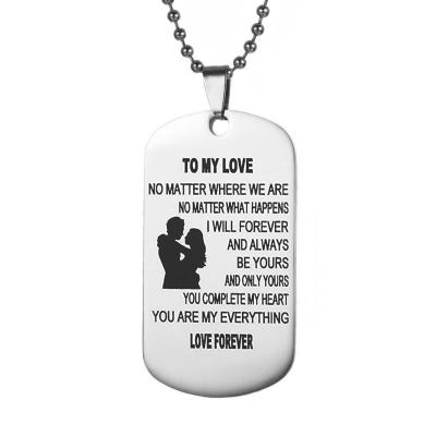 China Custom TRENDY Engraved Letters My Son 316L Stainless Steel Pendant Pendant Necklace for sale