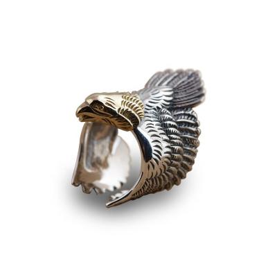 China FASHIONABLE Wholesale 925 Sterling Silver Open Ring Jewelry Thai Silver Eagles Wings For Men for sale