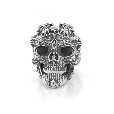 China Wholesale Custom 925 Sterling Silver Dragon Skull Head Ghost Finger Rings For Men for sale