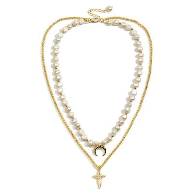 China High Quality Fashion Multi Layer Chain Clavicle Pearl Necklace Jewelry For Women for sale