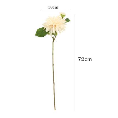 China Real Touch Nature Hot-selling artificial 2 head Dahlia bouquet for family table living room soft flower wedding props decoration for sale