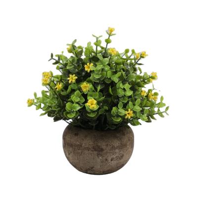 China Modern Small Artificial Plants Eucalyptus with a Weave Basket Potted Plants for Home  Desk Farmhouse Indoor Decor for sale