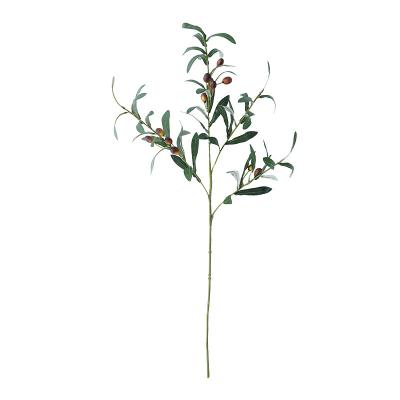 China Natural Real Artificial green olive branch 4 fork with fruit olive branch false branches wedding home photography props flower decoration for sale