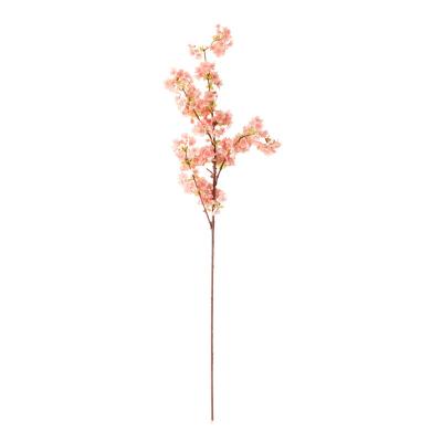 China Home Hotel  Decoration Wedding Wall Decoration 4 Fork Silk White Cherry Blossom Branches Artificial Silk Sakura for sale