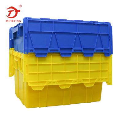 China MFTLONG Mesh New Design Transparent Crate Large Stackable Tied Lid Packaging Box Stacking Container for sale