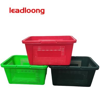 China LEADLOONG-Supermarket High Quality Plastic Stackable Shopping Baskets Food Grade Shopping Baskets Supermarket Baskets Franco Shopping Truck for sale