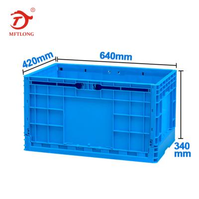 China New arrival eco-friendly plastic supermarket produce foldable raw material 600*400*340MM soild crate for storing goods for sale