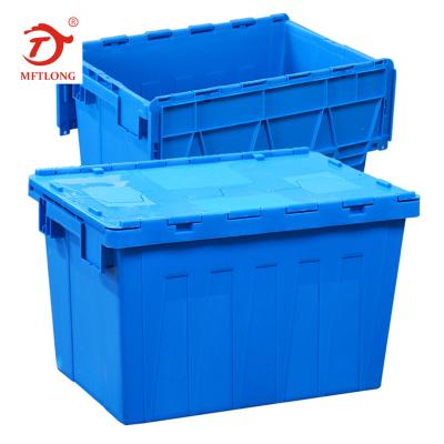 China New MFTLONG Mesh Lid Totes Container And Attached Stacking Logistic Totes With Lid for sale