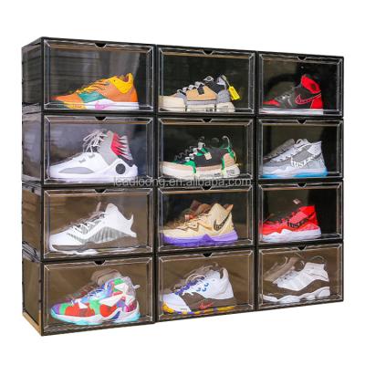 China MFTLONG Adjustable Plastic Clear Acrylic Shoebox Cabinet Stackable Storage Container (Height) for Sneaker Slippers Canvas Shoes for sale