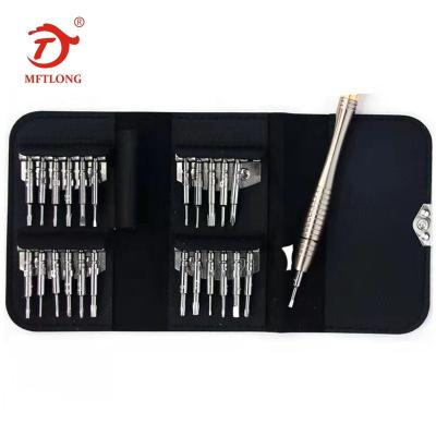 China MFTLONG -25 Camera Phone Computer Repair in 1 Leather Bag Screwdriver Set Combination Screwdriver Mobile Phone Laptop Glasses Repair Sisassembly Tool Kit for sale