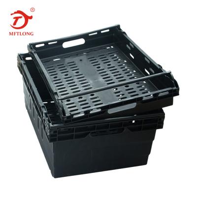 China Eco-friendly Raw Material Supermarket Shelves Rack Use Plastic Display Basket Stack Nest Crates With Swing Bars For Vegetable Fruit for sale