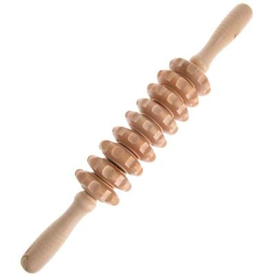 China Hot Selling Custom Made Yoga Exercise Wholesale Logo Wooden Back Massager Roller For Release Cellulite Injury Muscle Buffing for sale