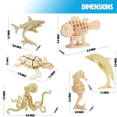 China Custom Toy High Quality DIY Logo Educational Jigsaw Laser Cutting Animal Wooden 3d Puzzle For Kids for sale