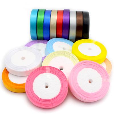 China Wholesale Custom Polyester Ribbon Solid Color Gift Wrapping Ribbon Christmas Decoration Silk Ribbon Viable for sale