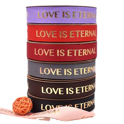 China Eco-friendly Elastic Factory Over 196 Colors Custom Relief Embossed Satin Ribbon Printed Grosgrain Ribbon for sale