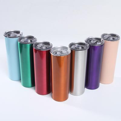 China Custom Sublimation Stainless Steel Laser Logo Mixing Color 20oz Fast Shipping PORTABLE Shinny Straight Tumbler Blank With Lids Straw for sale