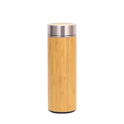 China Viable No 18/8 Min Custom 360ml Stainless Steel Water Bottle Vacuum Flask Custom Natural Bamboo Heat Insulated Coffee Mug With Lid for sale