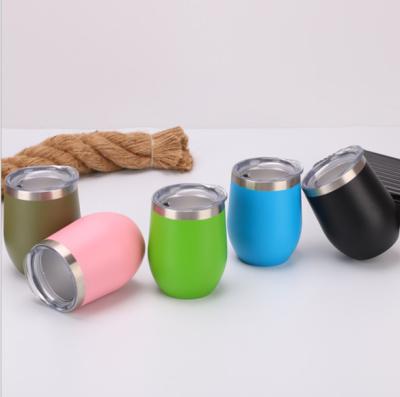 China Wholesale 2020 Viable In Stock 12oz Double Wall Vacuum Stainless Steel Water Bottle Eggshell Tumbler Coffee Mug With PP Lid for sale